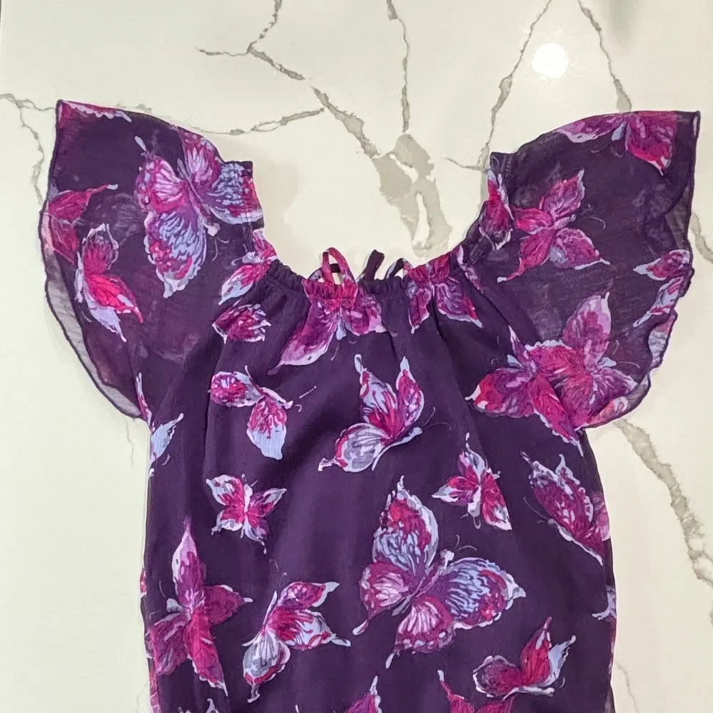 The Children’s Place | Purple Pink Girls Sheer BUTTERFLY Summer Dress Size 8